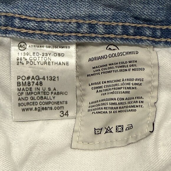 AG Adriano Goldschmied Dylan Jeans Mens 34 x 33 Slim Skinny Stretch Blue USA - Picture 8 of 12